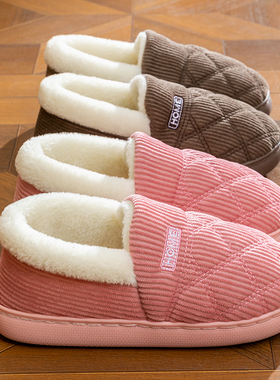 包跟棉拖鞋女秋冬季2026新款室内居家厚底外穿家用保暖毛毛绒男士