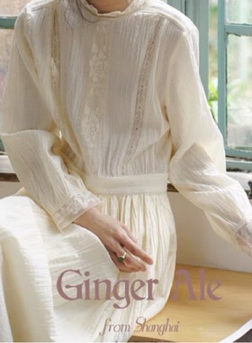 Ginger ale 2021/SS 返场简奥斯丁 古典蕾丝立领连衣裙