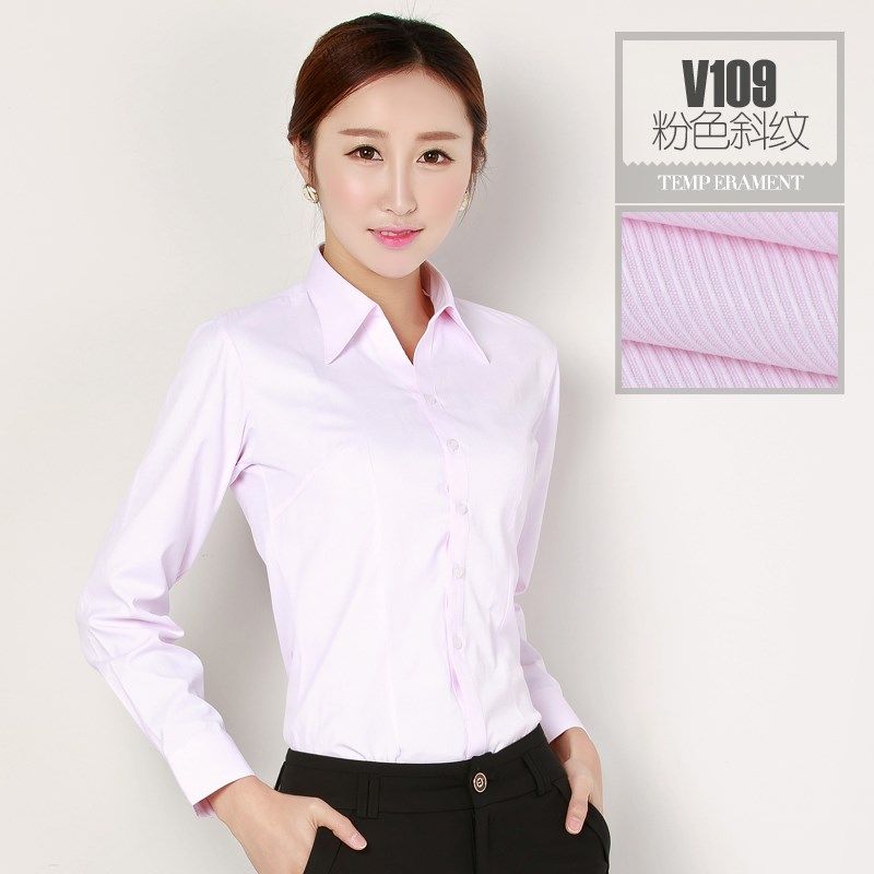 职业装女装白衬衫职业工装衬衣正装条纹工作服粉色衬衫女长袖大码在类目 女装/女士精品, 衬衫中 - 来自Buy2taobao.com提供专业的淘宝代购服务