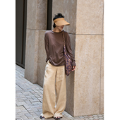 TOFOD 上衣 大T恤圆领百搭长袖 真丝婴儿棉T 宽松廓版