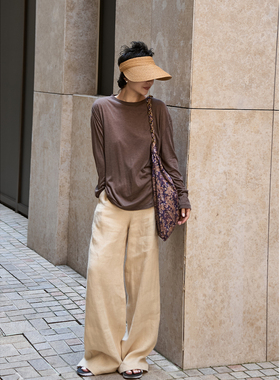 TOFOD 真丝婴儿棉T 宽松廓版大T恤圆领百搭长袖上衣