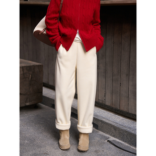 调性九分奶奶休闲裤 丝羊毛醋酸加绒裤 百搭黑白灰 糯米裤 TOFOD