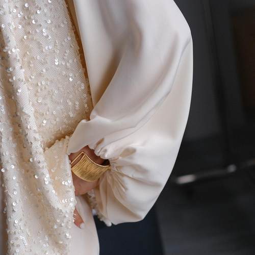 TOFOD 瑞典设计师订单 客供纱高级法式泡泡袖连衣裙