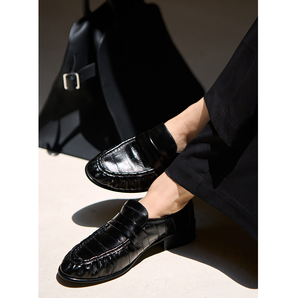 no退no换  原998 意大利进口鳗鱼皮 乐福鞋一脚蹬真皮粗跟皮鞋,女鞋,乐福鞋（豆豆鞋）,淘宝优惠券,粉丝福利购,淘宝优惠卷