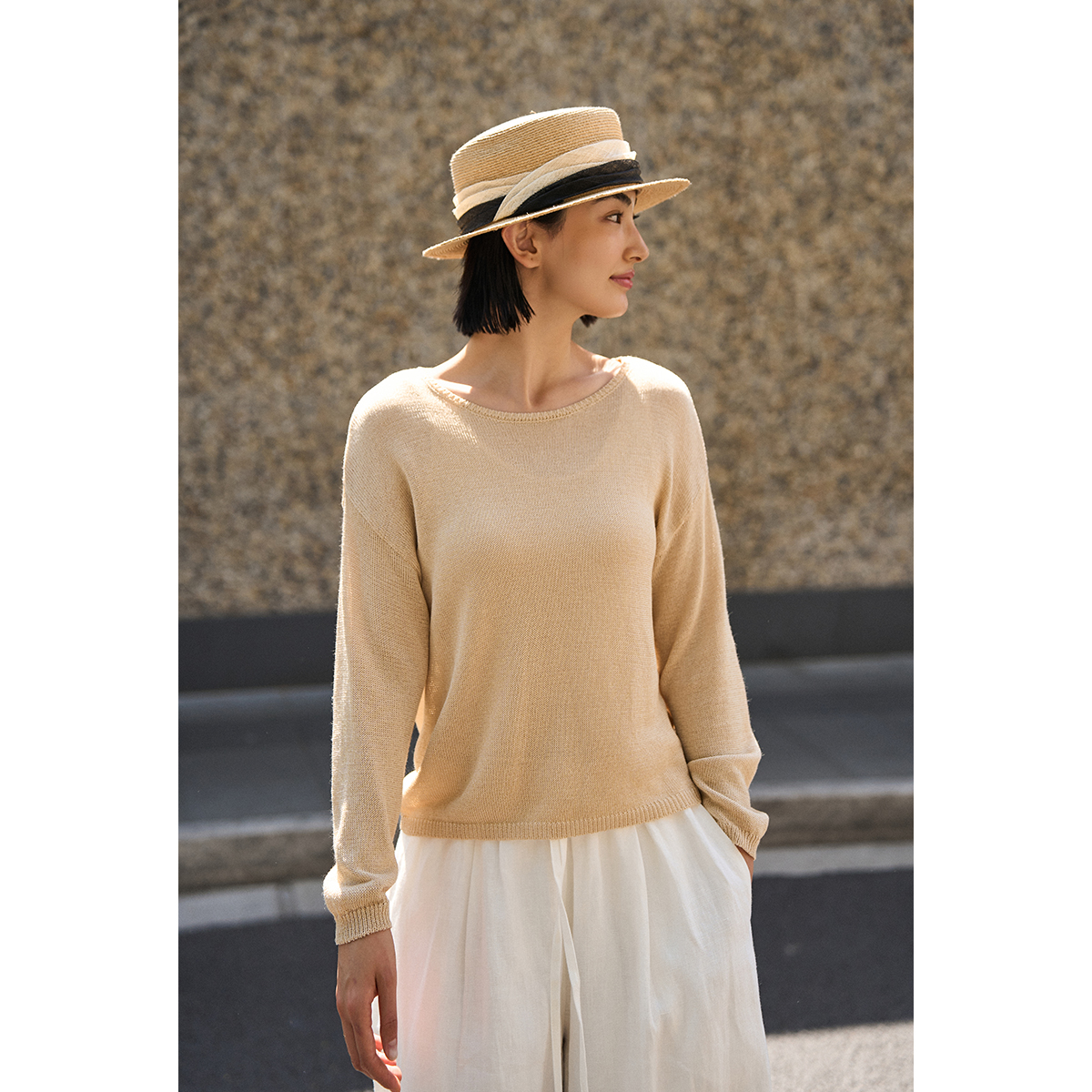 TOFOD 淡漠 进口和纸纱防晒薄款针织衫女夏季慵懒长袖空调间罩衫