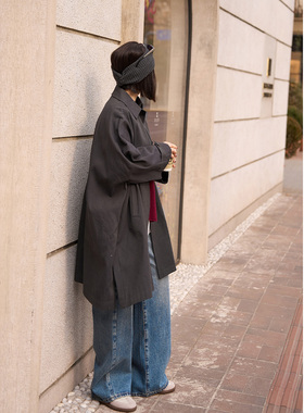 TOFOD 林肯 岛国色织面料cleanfit 宽松廓形暗黑极简高级风衣外套