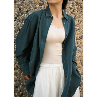 TOFOD 海星 成衣染色 砂洗真丝衬衫女桑蚕丝长袖上衣