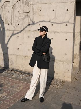 TOFOD 权力美学 精纺真丝羊毛100醋酸宽松极简大女主外套休闲西装