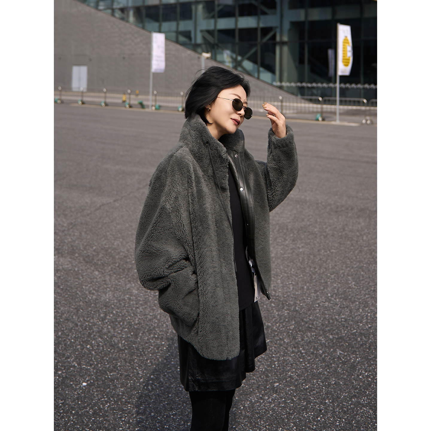 TOFOD 霜降 意大利老钱风拉贡LACON皮毛一体皮草休闲保暖外套