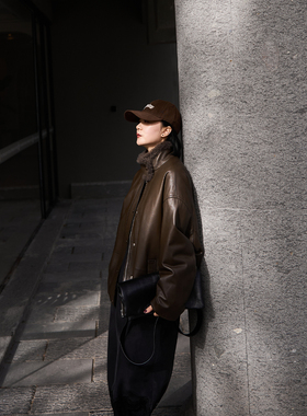 TOFOD 摩登时代 进口NAPA羊皮 羊绒lacon毛领皮羽绒外套皮衣夹克