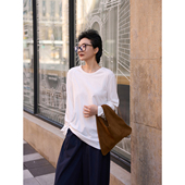 TOFOD 上衣 T恤黑白色打底衫 yyds2.0 真丝醋酸莫代尔解构设计长袖