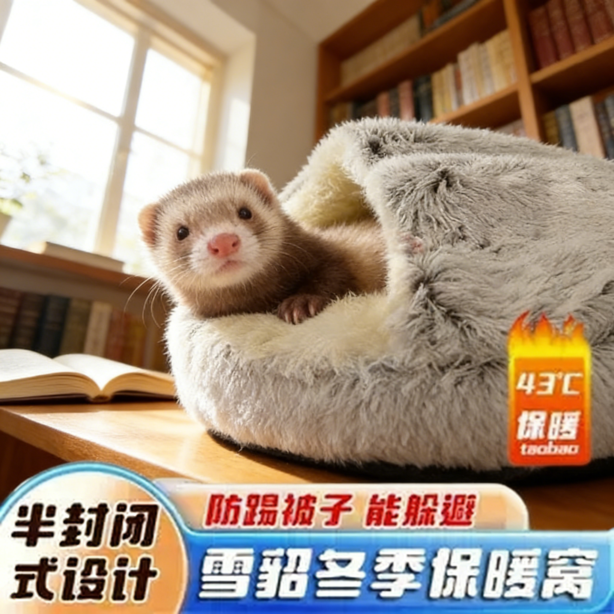 雪貂保暖窝网红南瓜窝过冬窝安格鲁貂窝龙猫宠物毛绒棉窝荷兰猪窝,宠物/宠物食品及用品,猫窝/屋/帐篷/沙发,淘宝优惠券,粉丝福利购,淘宝优惠卷