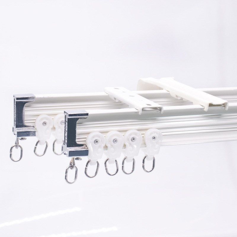 厂家加厚铝合金大弯轨滑轨静音单双轨飘窗U型L型弧形窗帘轨道