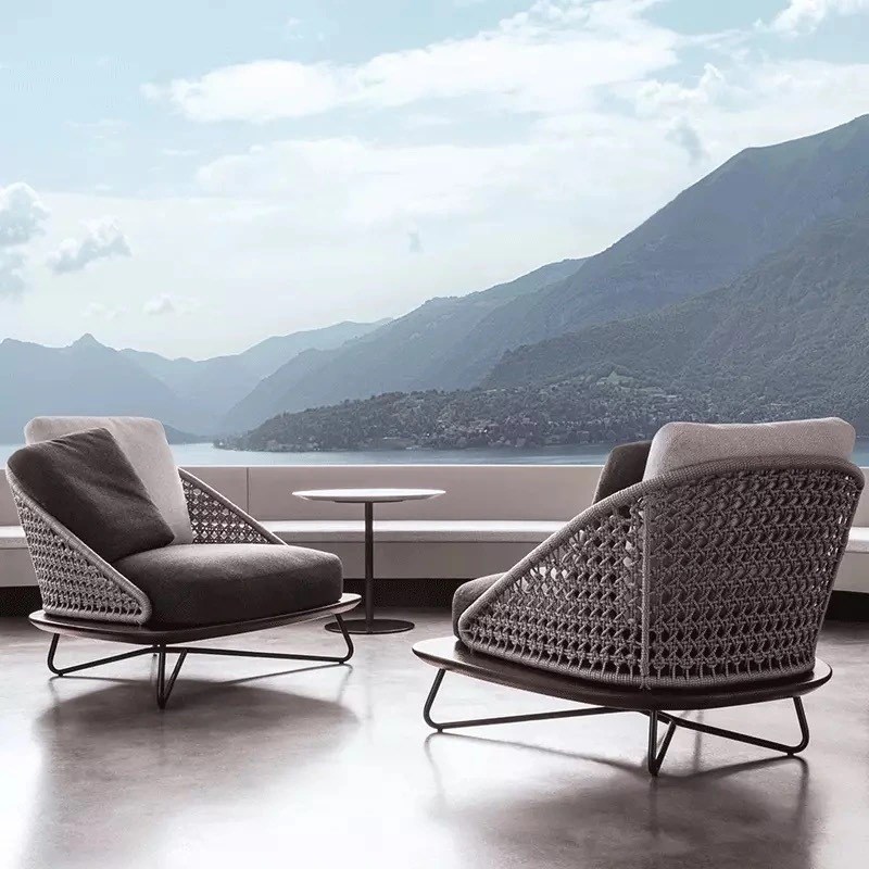 北欧藤编沙发庭院花园家具阳台编织休闲椅藤椅室外露天咖啡馆椅子