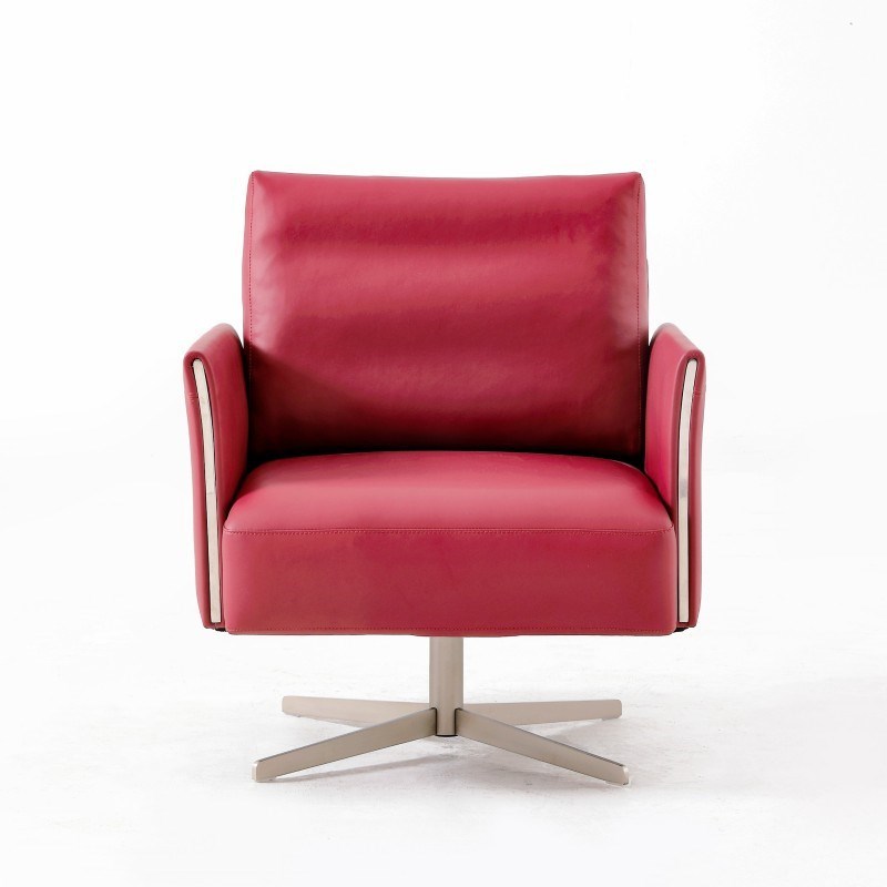 轻奢休闲椅家用商务办公接待会客洽谈皮布艺客厅单人沙发椅