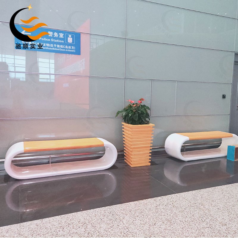 现代简约玻璃钢商场美陈座椅新款环形户外休闲椅公共花盆长凳组合