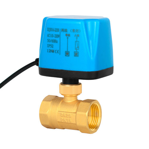 电动二通球阀220V两线常闭常开式电动球阀开关DN15 20 25 50dc24V