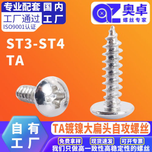 工厂直发TA镀镍十字槽大扁头自攻螺丝圆头螺钉盘头伞头蘑菇头螺丝