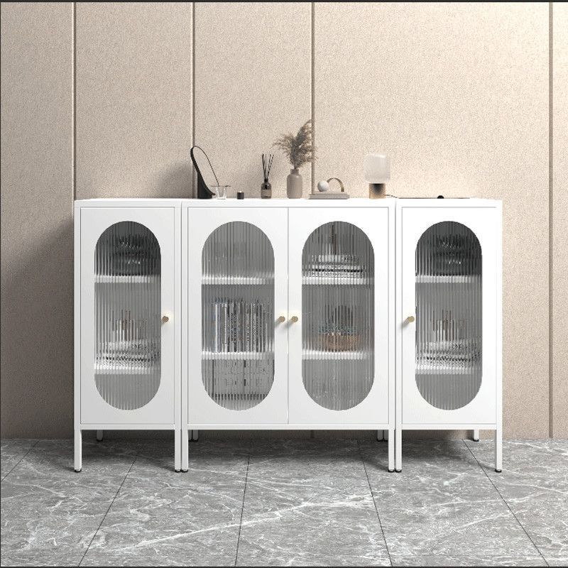 北欧铁艺餐边柜阳台储物柜客厅收纳柜玻璃橱柜防晒多层碗碟柜