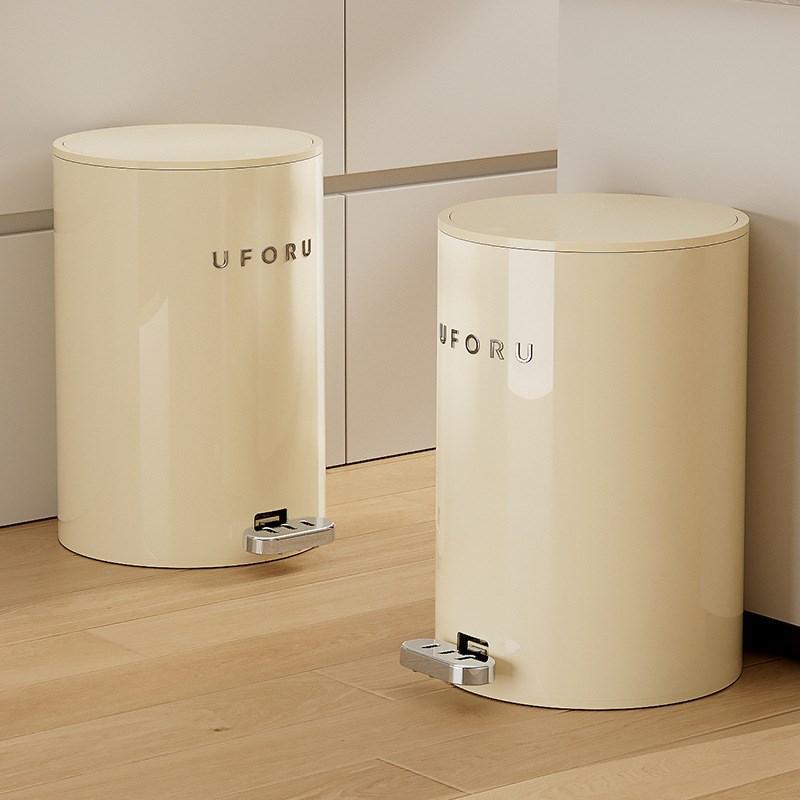uforu 脚踏垃圾桶家用厕所用高级感大号按压弹盖款垃圾桶带盖防水