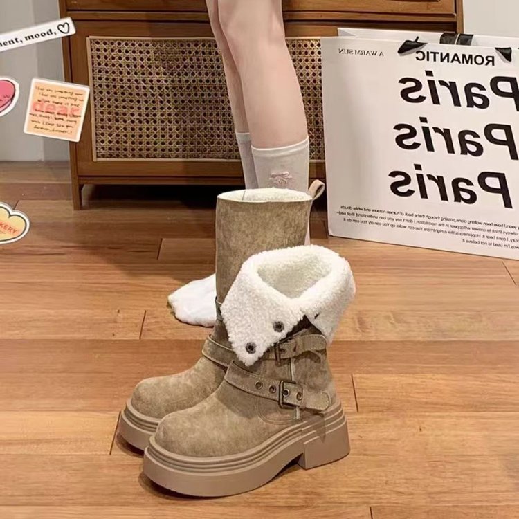 南在南方厚底英伦风增高马丁靴女款2024新款入秋冬显瘦爆款短靴子