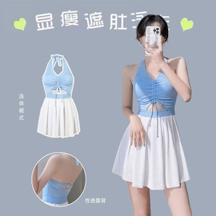 遮肚高级纯欲风性感泡温泉泳装 泳衣女2025新款 夏连体显瘦保守裙式