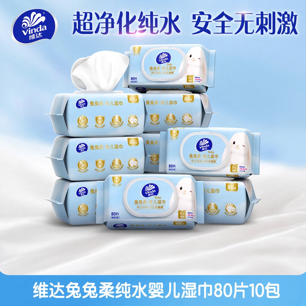 维达婴儿手口湿巾兔兔柔纯水