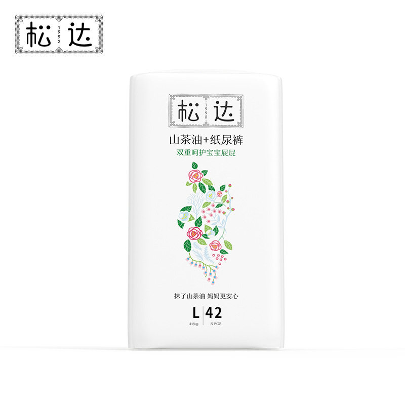 松达婴儿纸尿裤L42片山茶油夏季超薄干爽透气宝宝尿不湿男女尿布