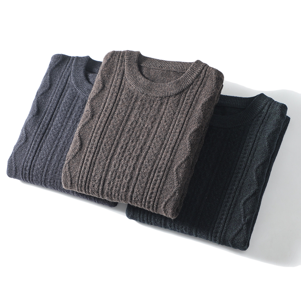 秋冬基础款百搭休闲圆领针织衫男加厚保暖雪尼尔毛衣潮