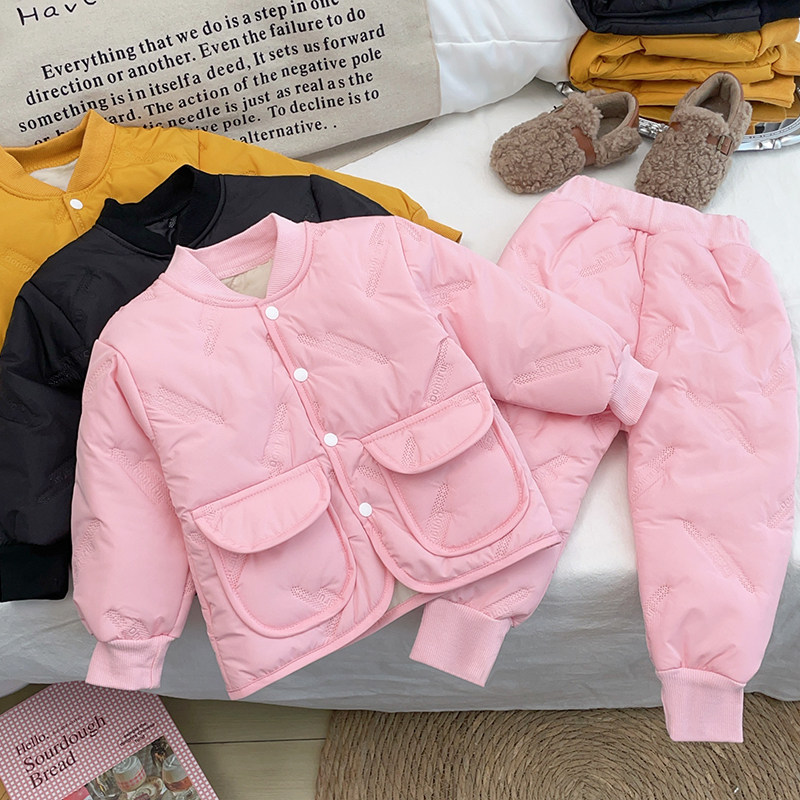 儿童棉服套装保暖夹棉两件套加厚棉衣棉裤秋冬款男女童外穿中小童