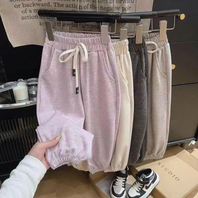 儿童灯笼裤弹力直筒休闲长裤春秋纯色女童外穿束腿打底裤子男宝宝