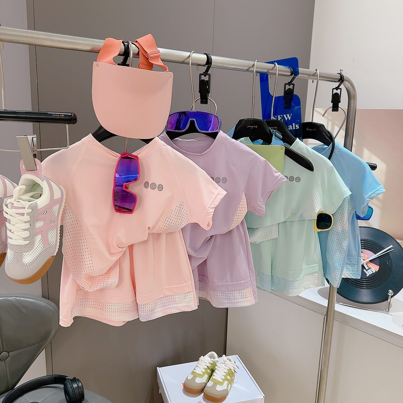 儿童短袖短裤两件套夏季速干运动套装无骨防晒速干儿童套装男女童