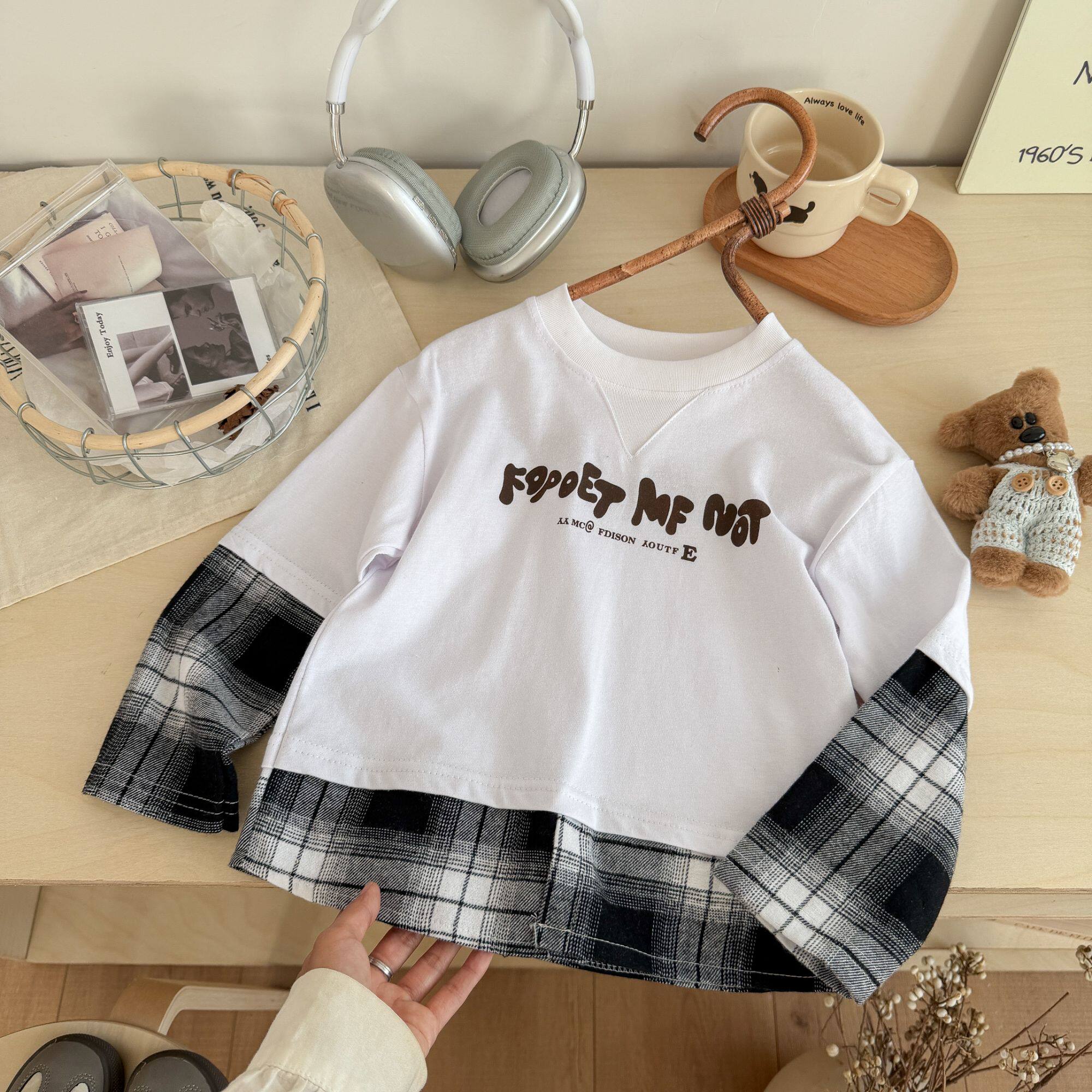 儿童长袖T恤休闲纯棉内搭男童圆领打底衫拼接假两件新款春款韩版