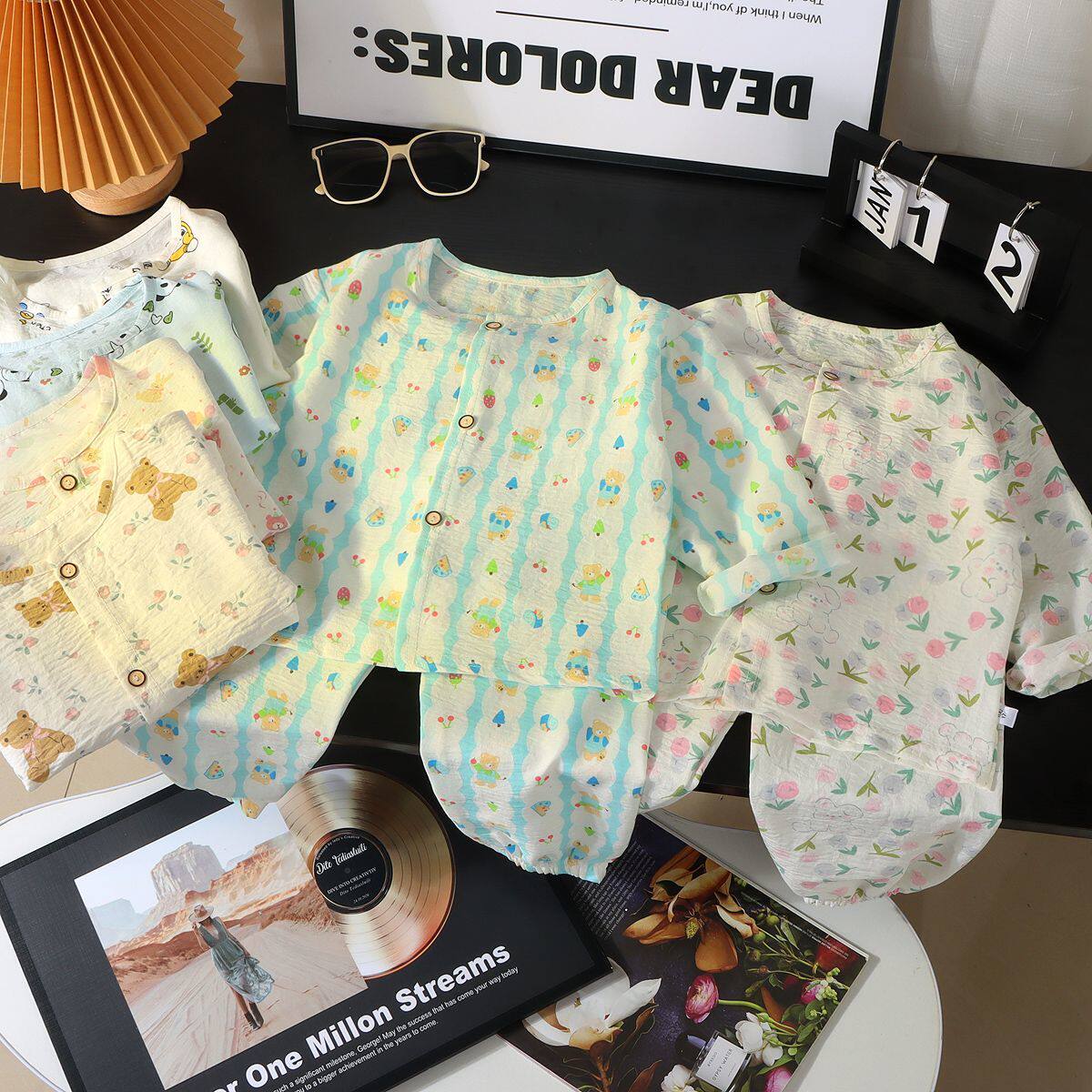 儿童家居服套装卡通空调服薄款夏季春秋两件套女童新款睡衣宝宝