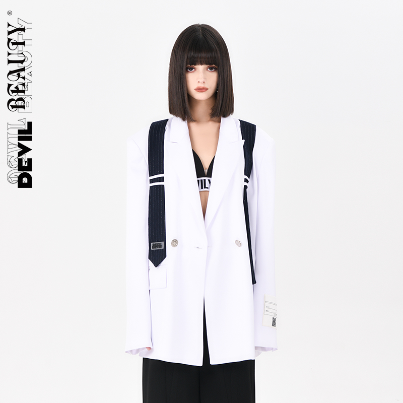 DevilBeauty假领带装饰廓形西装