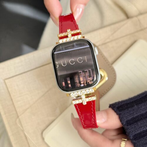 工字钻接头蝴蝶扣真皮表带适用苹