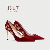 女夏季 新娘鞋 秀禾主婚纱两穿不累脚中式 婚鞋 高级感红色敬酒高跟鞋