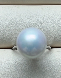 樱花粉13.5mm正圆炫彩几乎无暇戒指炸