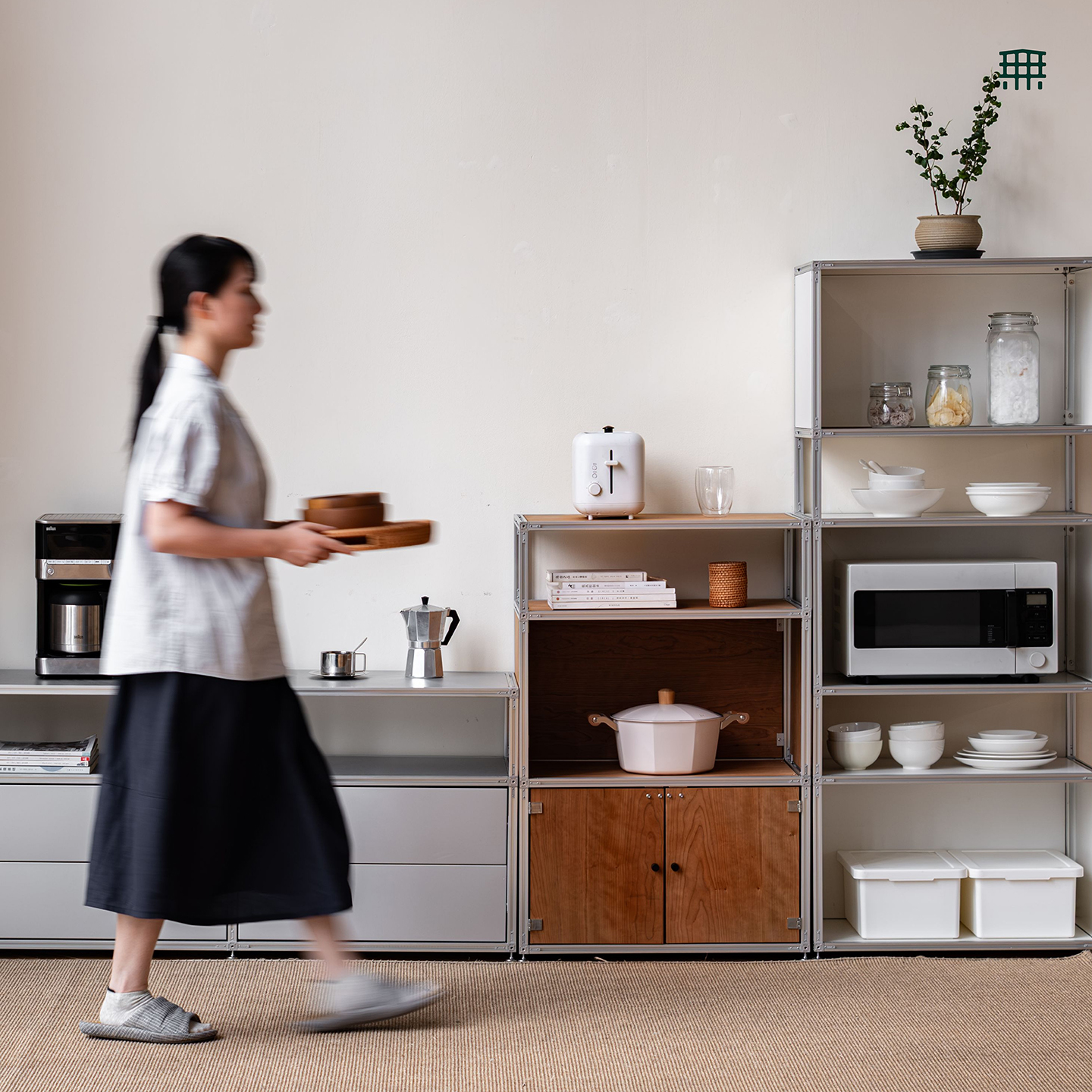 无即所有模块柜USM不锈钢餐边柜极简组合柜卧室床头柜金属电视柜