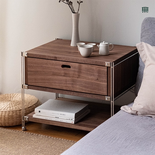 无即所有日式实木床头柜卧室超窄床边柜小户型客厅沙发小茶几边柜
