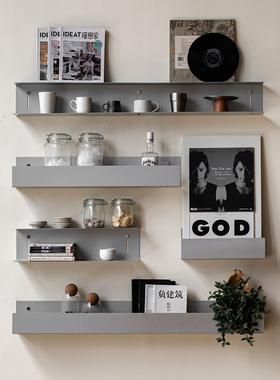 无即所有不锈钢一字隔板多层置物架客厅餐厅墙面装饰金属展示架