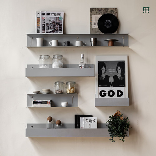 无即所有不锈钢一字隔板多层置物架客厅餐厅墙面装饰金属展示架