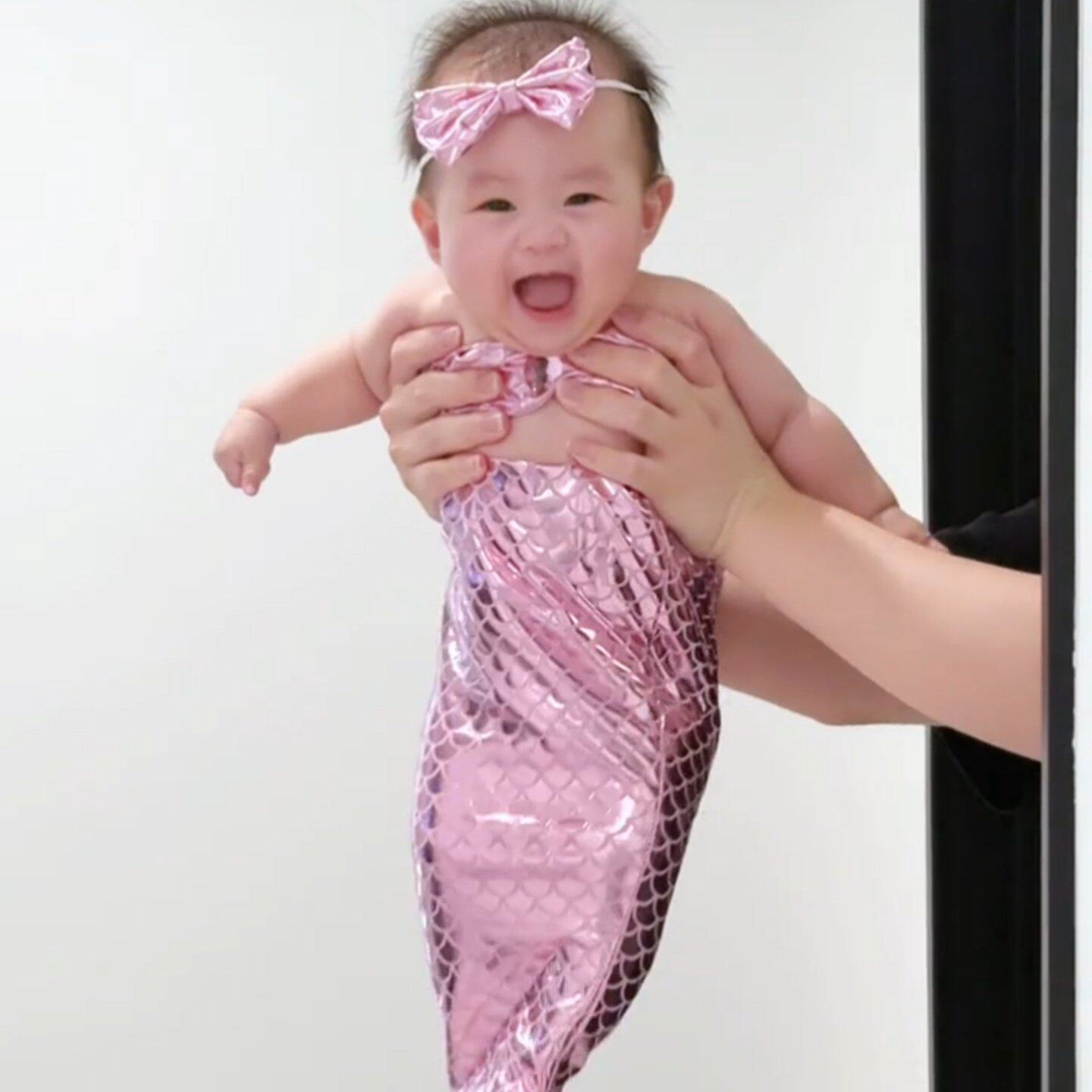 小月龄宝宝衣服夏薄款搞怪美人鱼尾巴分体衣婴儿摄影拍照服装道具