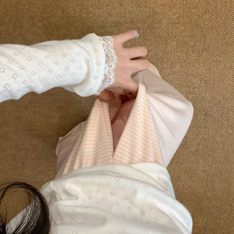 柔柔粉条纹遛弯裤秋冬季女慵懒风