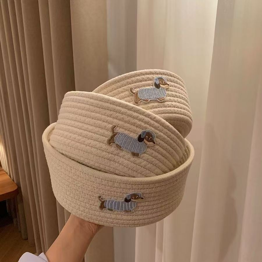 小麦子*ins桌面收纳篮棉麻编织筐