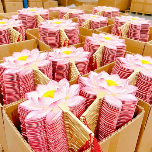 荷花团扇古风单面高级扇子家用便携随身携带2026新款凉快手摇蒲扇