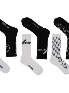 两双装秋冬现货we11done袜子正确版本韩国设计师logo字母ins潮袜