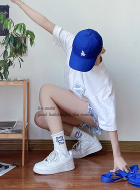 韩国call me baby设计师22春夏callmebaby字母刺绣纯色时尚袜子