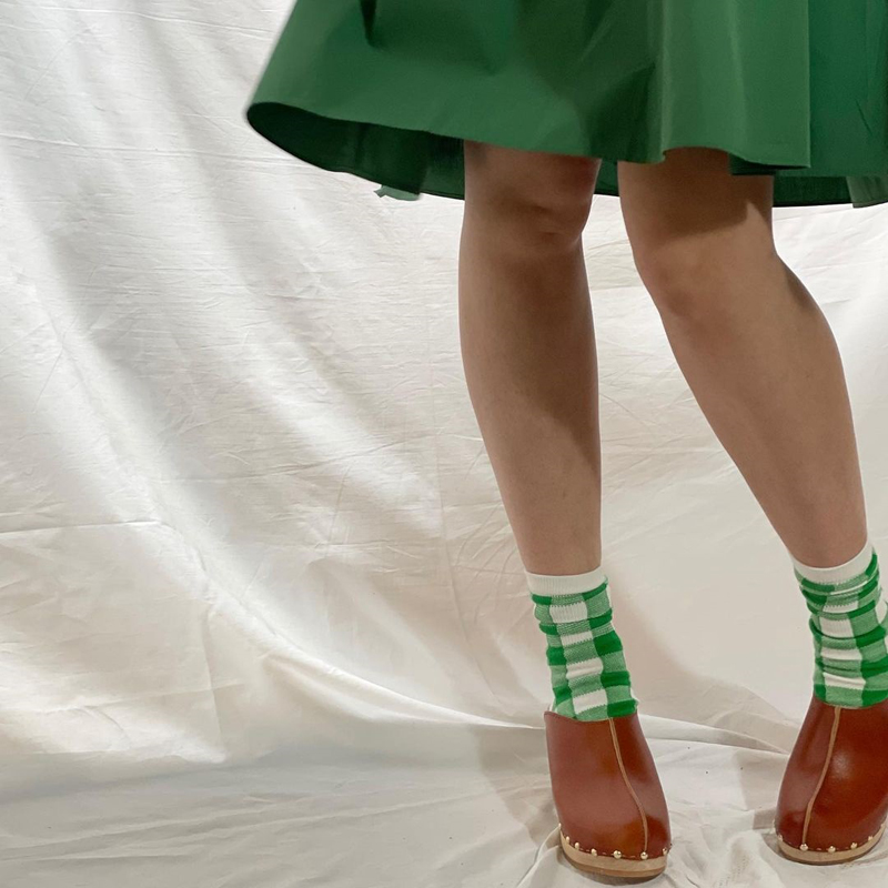 潮牌socks英伦风女士格子经典撞色百搭中筒高级糖果色袜子