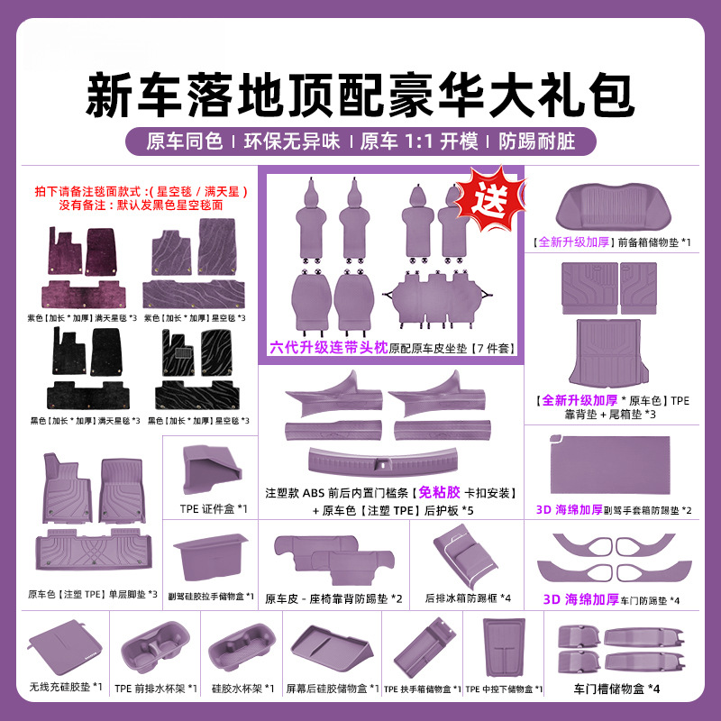 适用于小米SU7注塑脚垫TPE原车色满天星空毯耐磨防尘护耐脏内饰件
